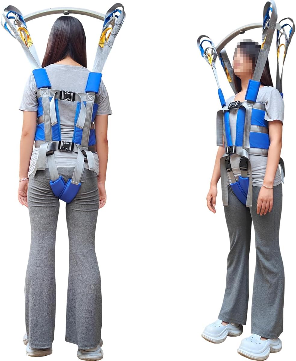 Patient Lift Sling Standing Walking Strap Transfer Gait Belt Raised Seats Harness Assistance Elderly Senior Physical Therapy Aids Full Body Exercisers Blue