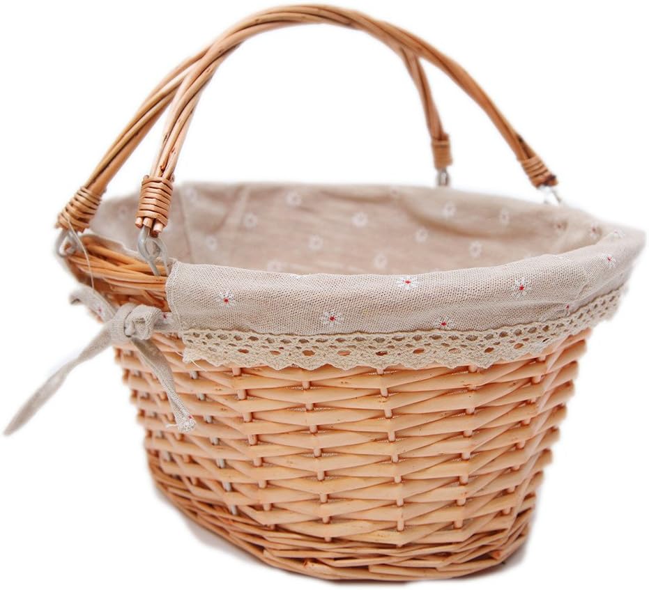 Oypeip Wicker Basket Gift Baskets Empty Oval Willow Woven Picnic Basket Cheap Easter Candy Basket Large Storage Basket Wine Basket with Handle Egg Gathering Wedding Basket (Nature)
