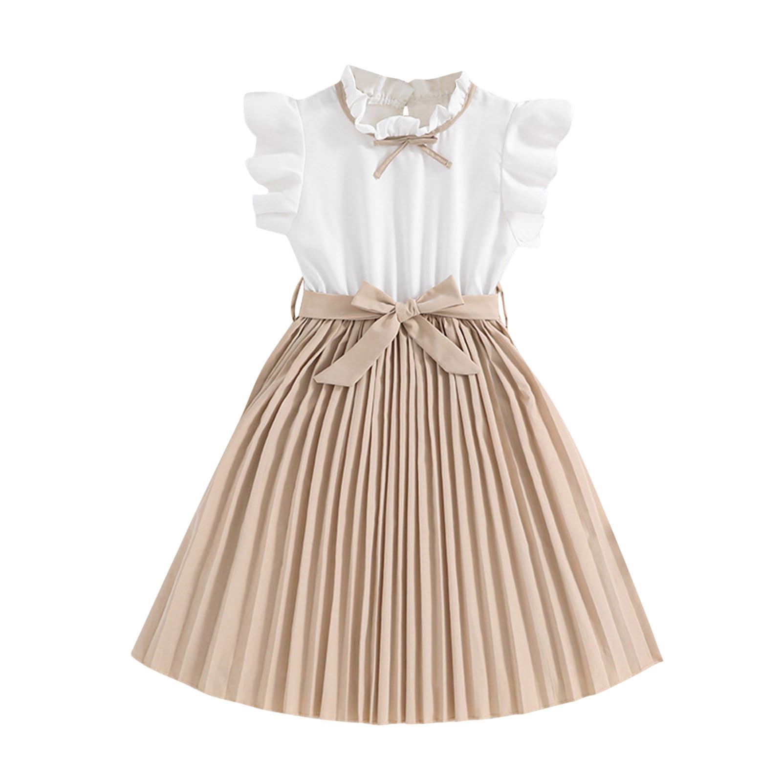 Generic Vestido de niña sin Mangas de una - Vestido de Verano Largo hasta la Rodilla Vestidos de Tutú Sin Mangas Vestido Casual para niños Vestido Vintage Ropa para Niñas de 12 Meses a 10 Años