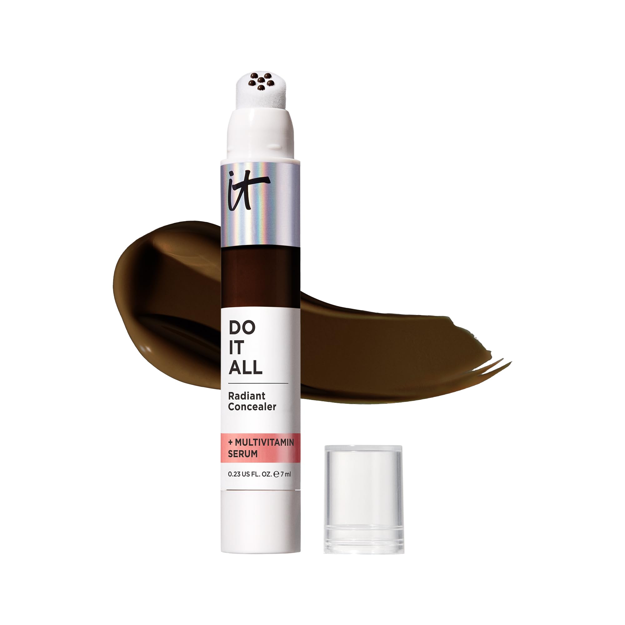 IT Cosmetics Radiant Concealer with Medium Coverage, Enriched with Vitamins B3, B5 and E, Do It All Concealer, Shade: Deepest Cool, 7ml