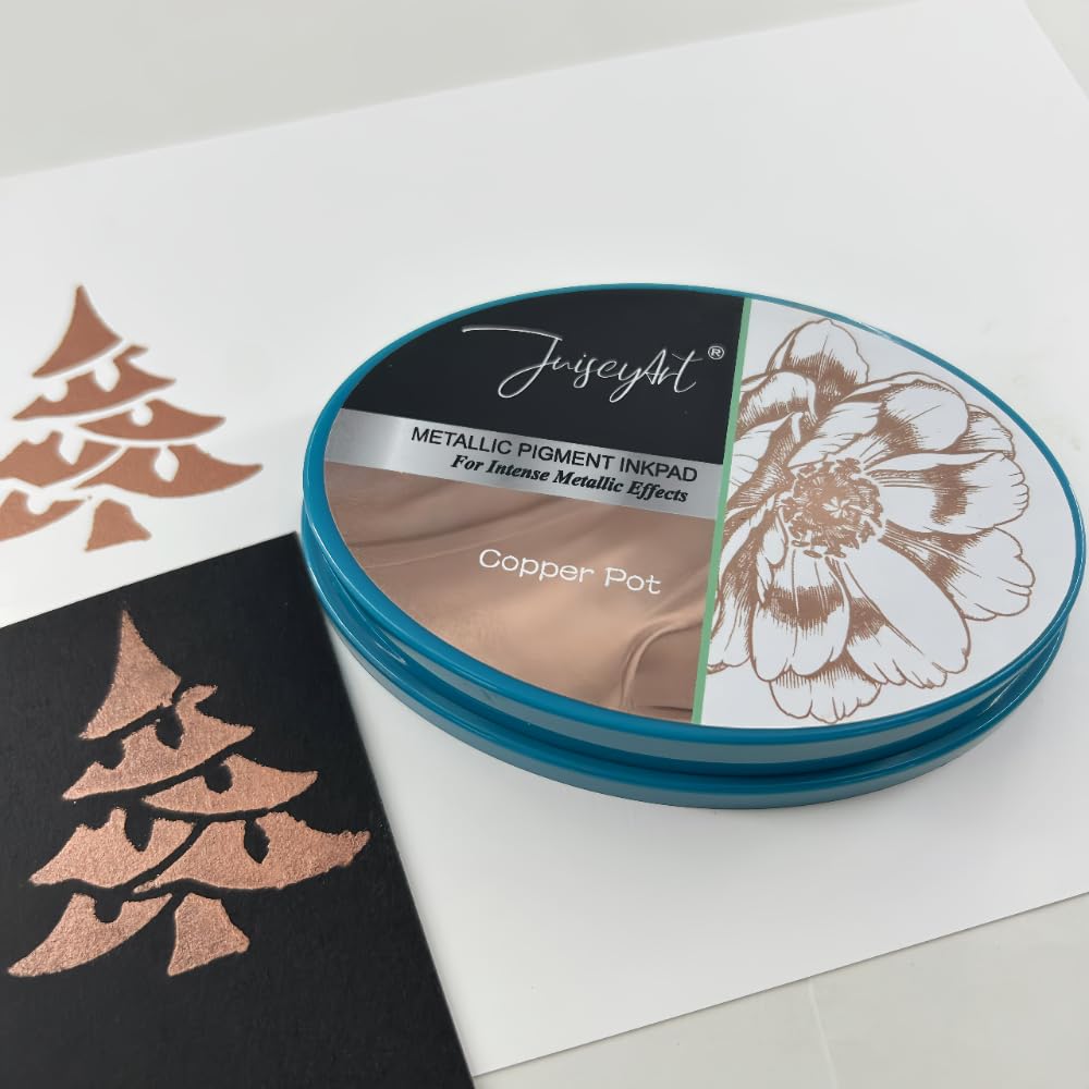 Metallic Pigment Ink Pad Set, Gold, Silver, Copper, Rose Gold, for Card Making, Scrapbooking, Paper Crafts, Ages 14+ (Copper)