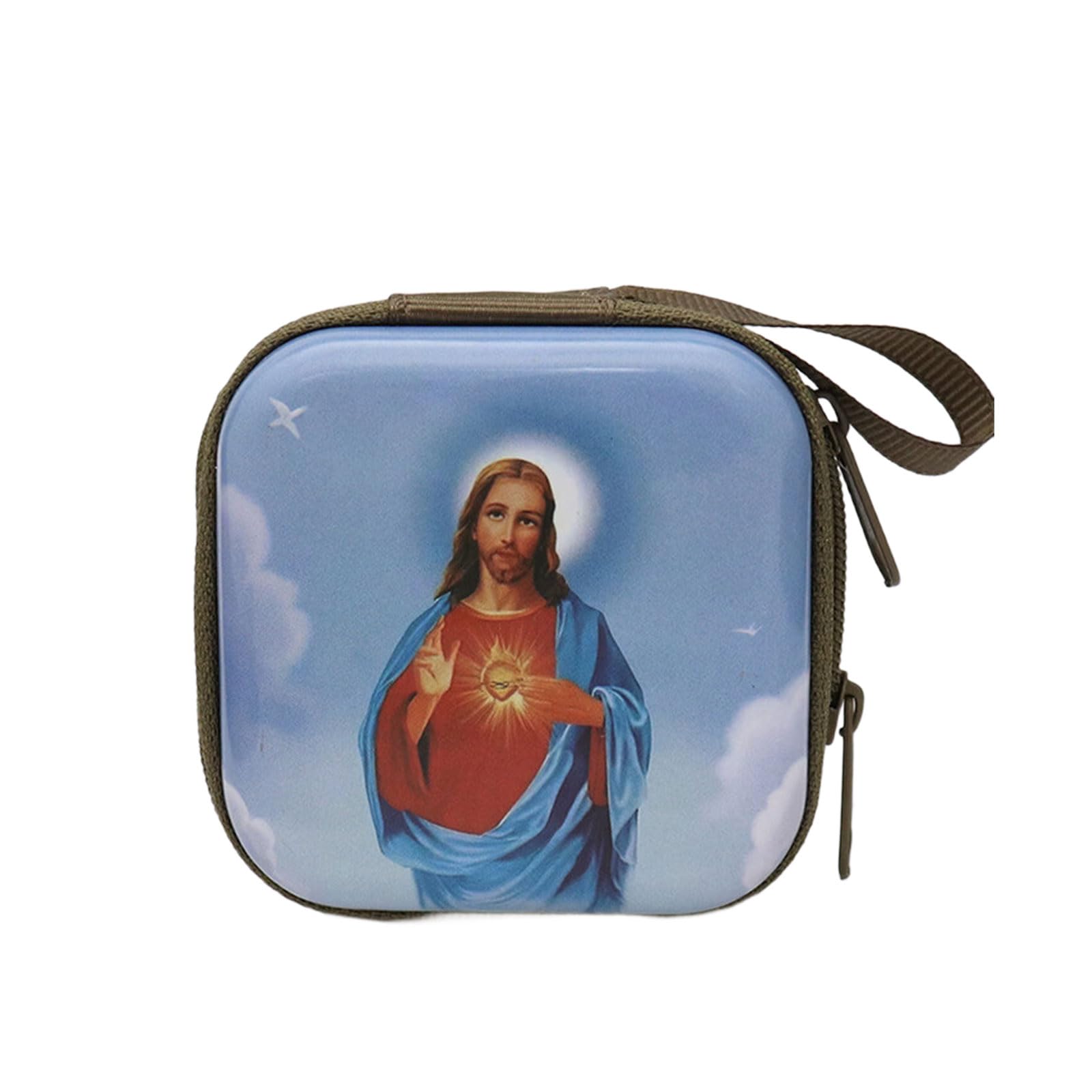 Uqezagpa Catholic Rosary Pouches Rosary Jewelry Box Coin Purses Rosaries Prayer Bag Portable Headphone Bag Backpacks Bags Pendant Prayer