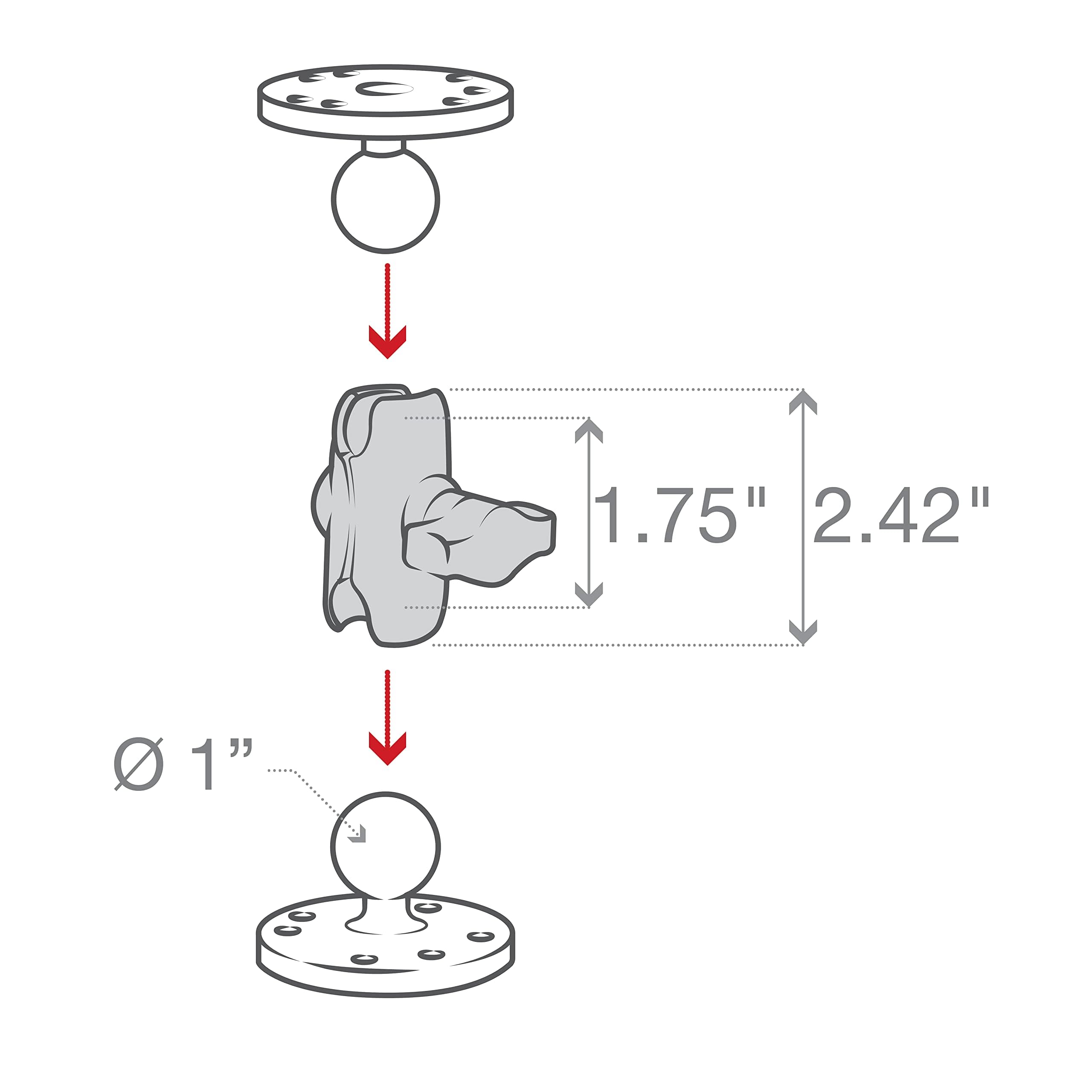 ASTA PICCOLA SU CUI ADATTARE TUTTI I TIPI DI BASI E ATTACCHI RAM-MOUNT RAM-B-201U-A
