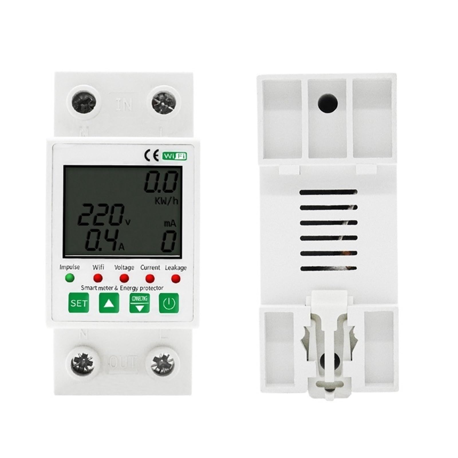 Disjoncteur de fuite à la terre 2P 63A intelligent avec compteur de kWh WiFi pour rail DIN