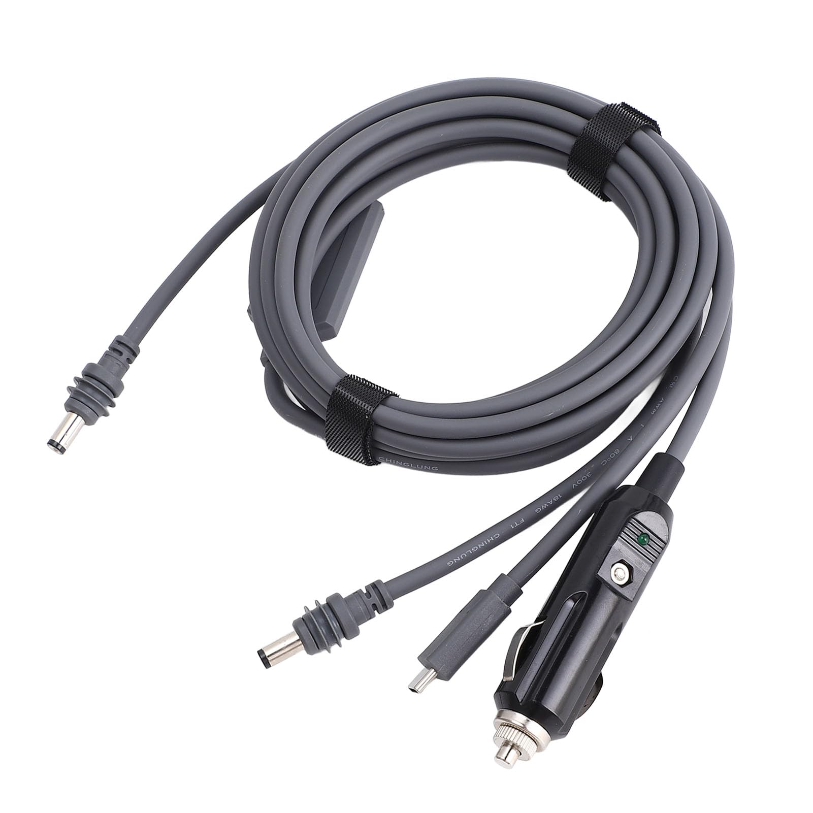 Fafeicy Satelitarny Kabel Zasilający DC 98,4FT Wodoodporny IP68 18AWG Drut Miedziany do Mini Anteny Satelitarnej z Wejściem Zasilania Samochodu Typu C 12V 24V