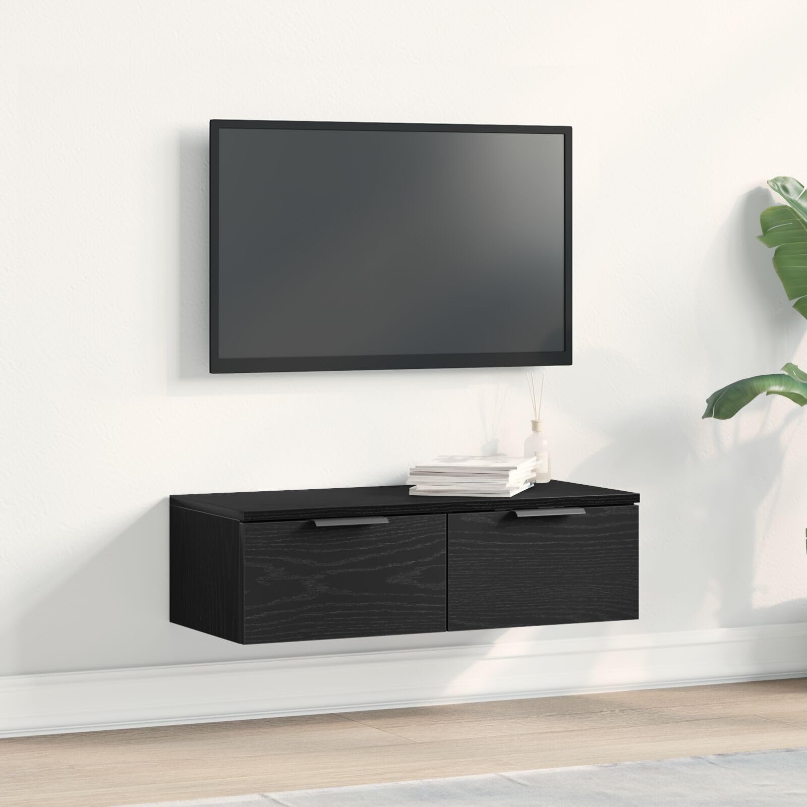 vidaXL Wandschrank Schwarz Eichen-Optik 68 x 30 x 20 cm Holzwerkstoff, Moderner Wohnzimmerschrank, rechteckig, viel Stauraum, Robustes Design, praktische Funktionen, Holz-Möbel