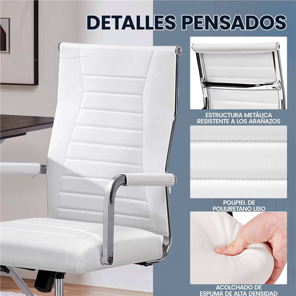 Yaheetech Silla de Oficina Silla con Respaldo Alto Silla para Hogar Oficina Silla Ergonomica Tapizada PU Capacida de Carga 136 KG