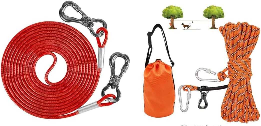 XiaZ Dog Tie Out Cable 30 FT, XiaZ Dog Tie Out Cable for Camping 50ft