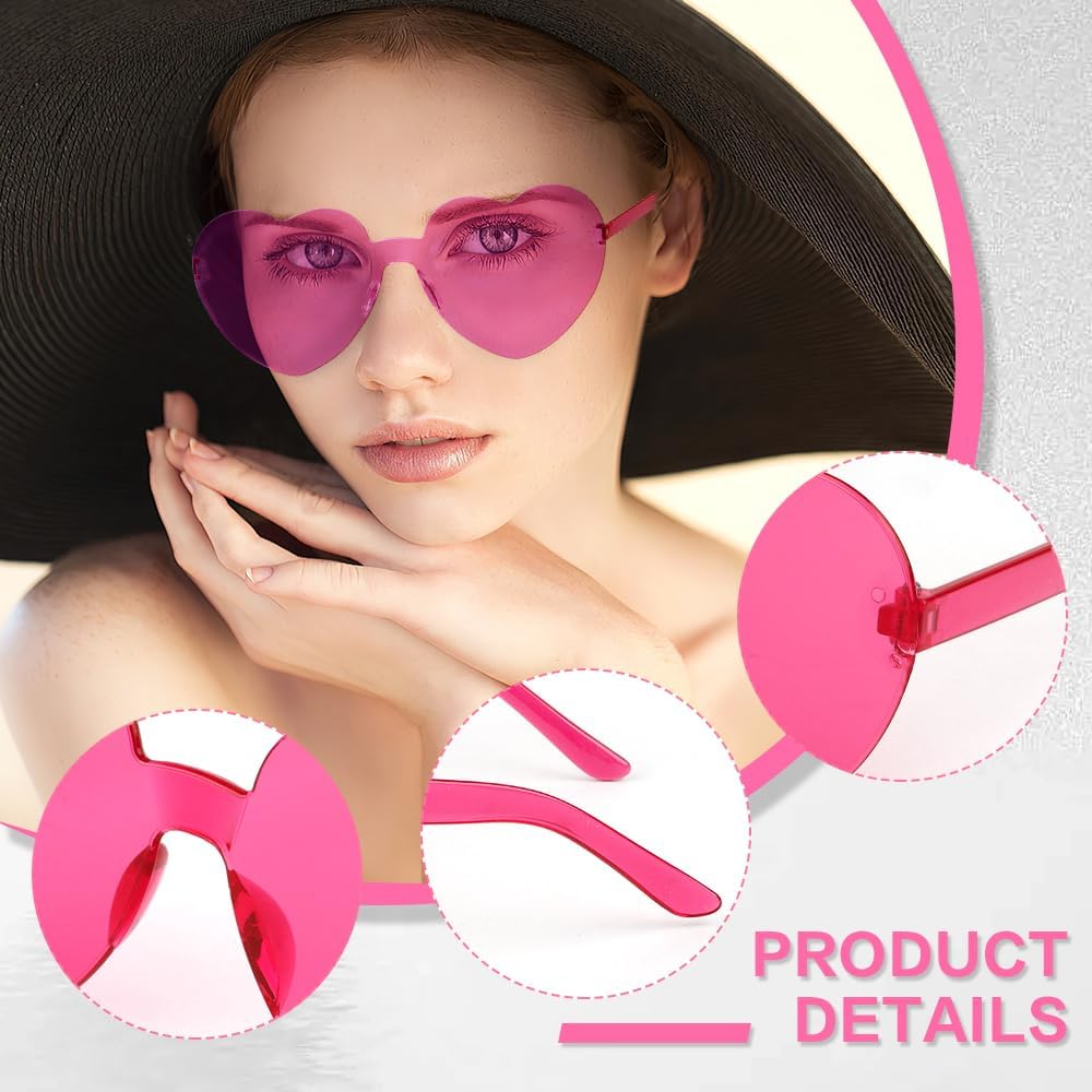Heart Sunglasses 2 Pairs Heart Shaped Sunglasses Womens Heart Glasses Rave Sunglasses for Women Party Favors - Image 2