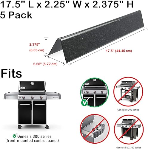 Miniatura 2 de Uniflasy Barras aromatizantes de 17.5 pulgadas para parrillas Genesis 300 Series Genesis E310 E320 E330 S310 S320 S330 con controles frontales,