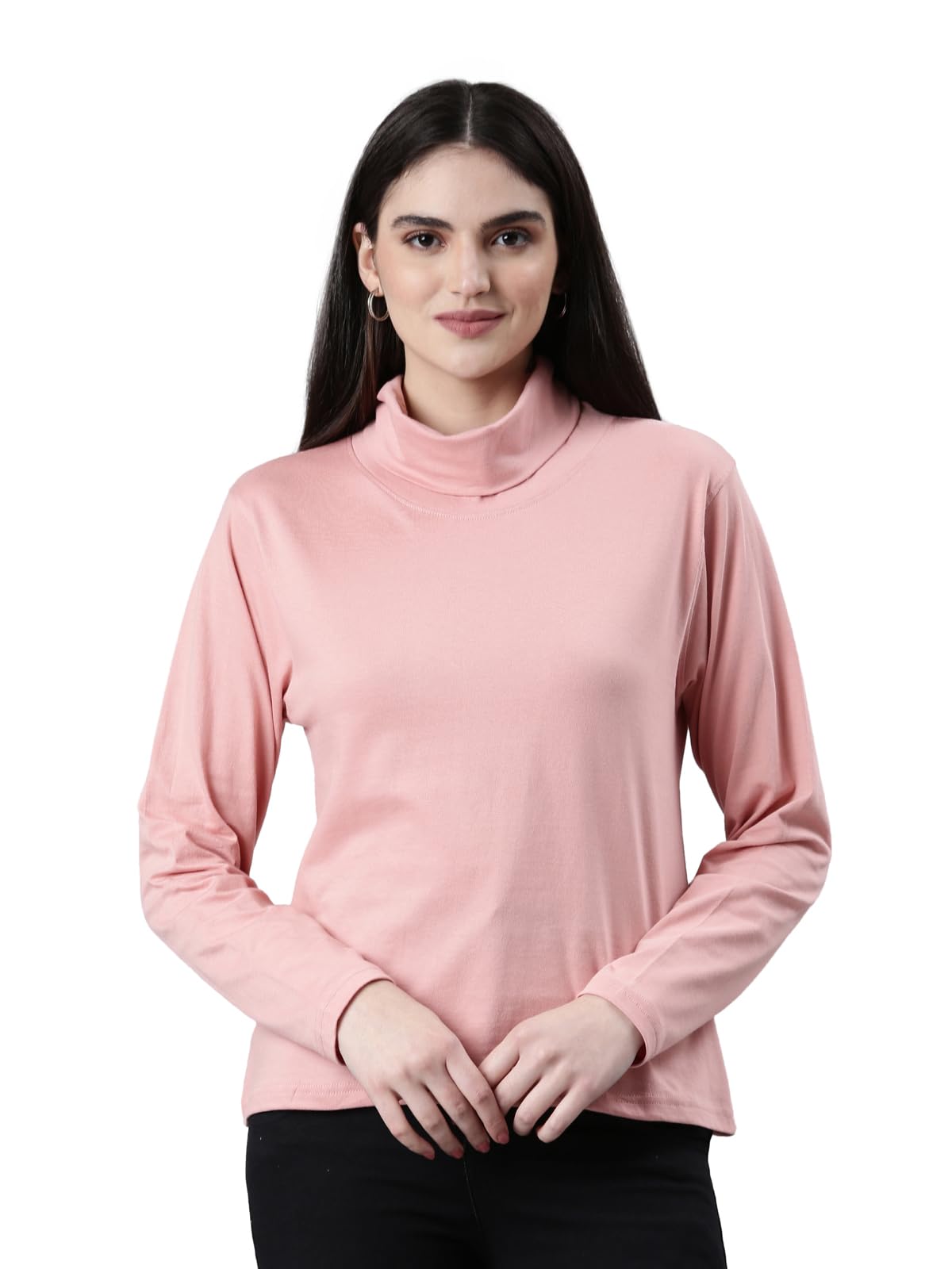 kryptic Women’s 100% Cotton Solid High Neck T-Shirt | Long Sleeve Casual Wear | Soft Breathable Fabric | Comfortable Regular Fit Top for Daily, Office & Outdoor Wear-picture-42