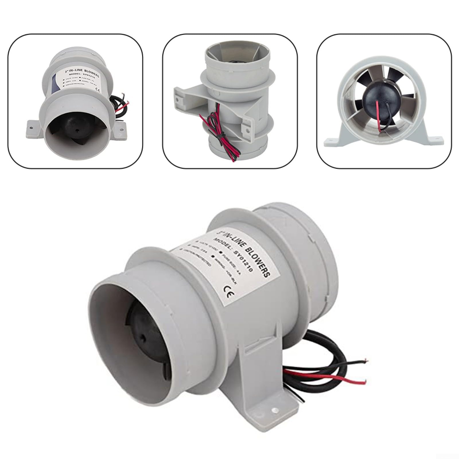 Soffiatore di sentina marina 12 V in linea con dimensioni di 7,6 cm per una ventilazione silenziosa ed efficiente per barche e camper, design compatto