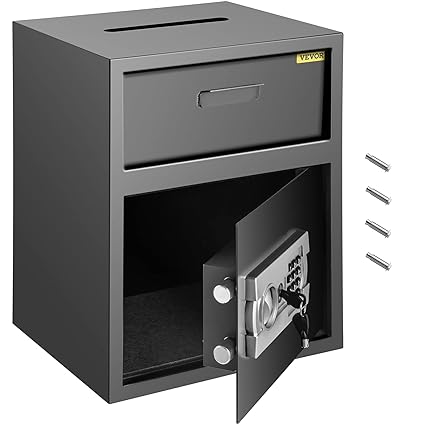 Digital Depository Safe Made of Carbon Steel Deposit Safe Electronic Code Lock Depository Safe with Deposit Slot Restaurant Safe with Two Emergency Keys Depository Box for Home Hotel and Office