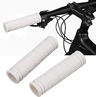 Vista 4 de Funda de goma blanca para manillar de bicicleta, 1 par de empuñaduras de bicicleta, agarre antideslizante para manillar de bicicleta, Agarres