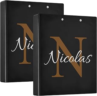 J JOYSAY Custom Black 1.5 Inch 3 Ring Binder with Clipboard Personalized Round Ring Binder Customized Folder Organizer Fits Letter Sized Paper for Home Women, 1 Pack