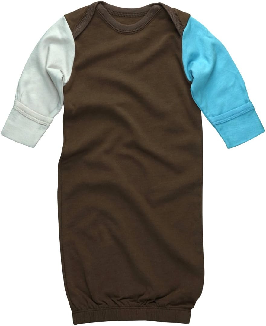 Babysoy Newborn Baby Long Sleeve Color Block Organic Sleeper Gown/Bundler