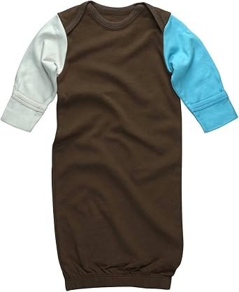 Babysoy Newborn Baby Long Sleeve Color Block Organic Sleeper Gown/Bundler
