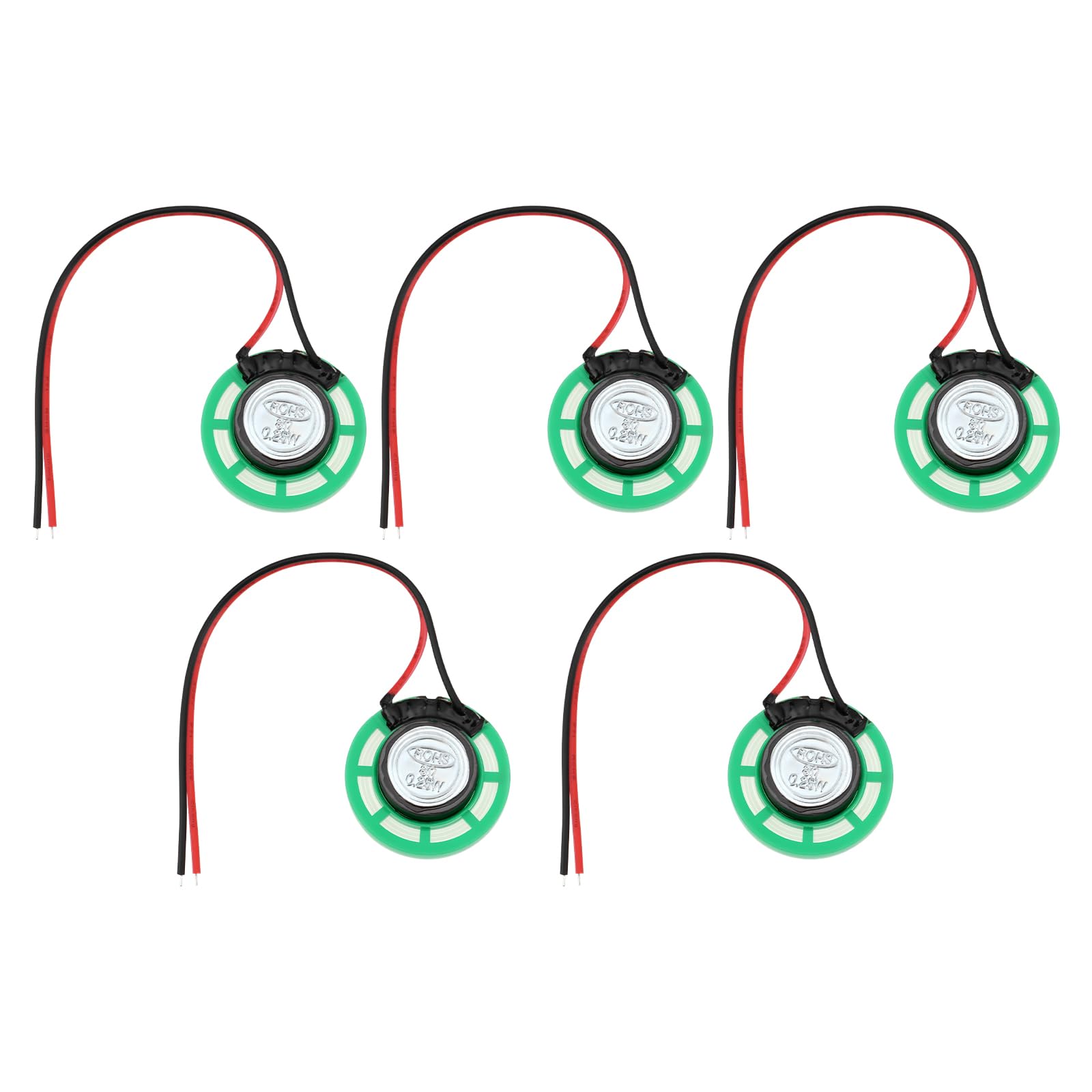 5 szt. Mini głośnik zabawka magnetyczny głośnik wewnętrzny zamiennik głośnika 8 omów 0,5 W do gier elektronicznych DIY 26 mm długość kabla 100 mm zielony