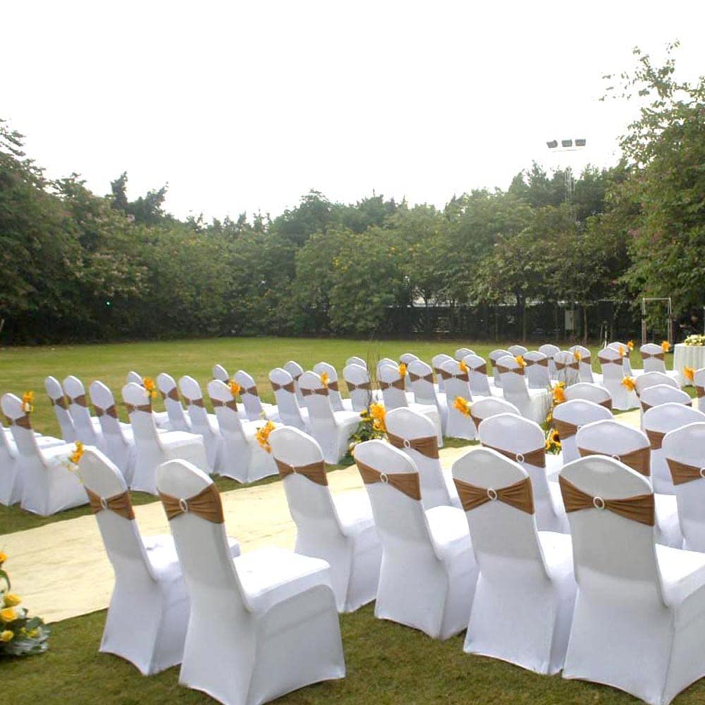 LZQ Stuhlhussen Universell Weiß 100 Stück Stretch Stuhlbezüge, Stuhlbezug für Weiss Stuhlhusse Hochzeit Feiern Geburtstag Dekoration Bankettstuhl
