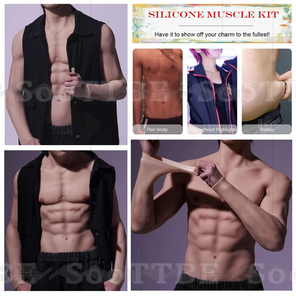 Silikon-Muskel-Brustanzug Unsichtbare Hohe Elastizität Bauchmuskeln Herren Simulation Falsche Brustmuskeln für Cosplay