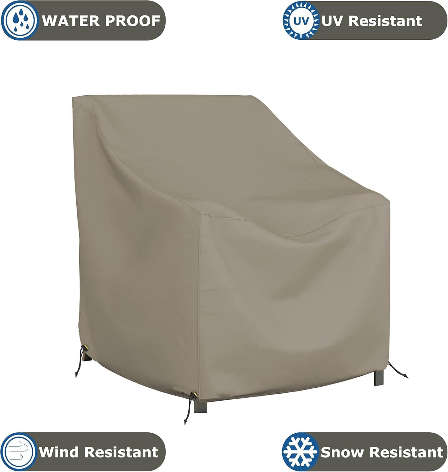Covers & all Outdoor Chair Cover, 12 Oz Waterproof UV & Weather Resistant Patio Furniture Sofa Cover for Outdoor Outside Seating, Lawn or Garden with Drawstrings (32"W x 37"D x 36"H, Beige)