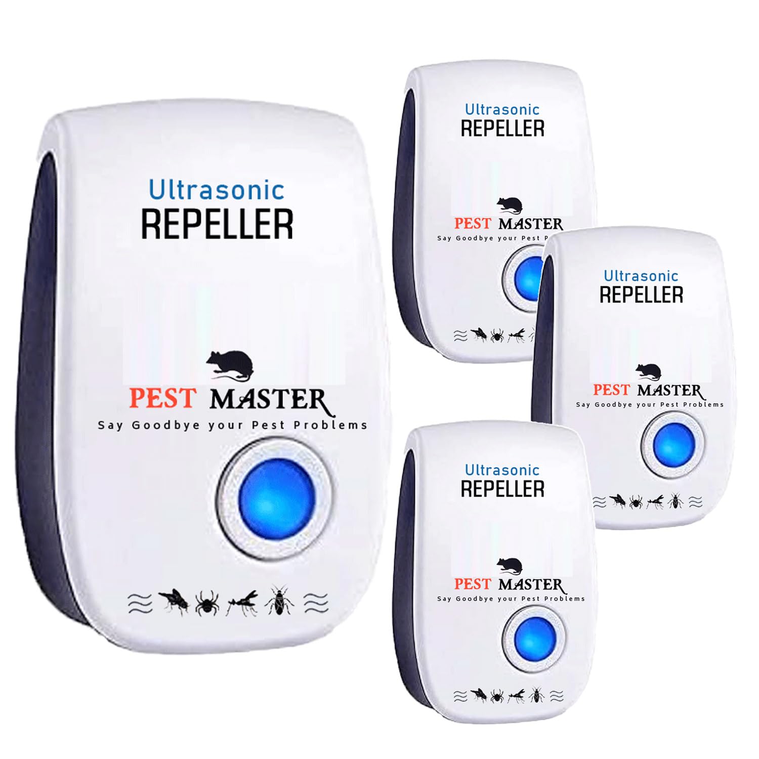 Ultrasonic Pest Repeller Pack of 4, Powerful Mouse Repellent and Ideal for Mice, Rats, Mosquitoes, Cockroach, Moths, Ants, Wide Frequency Range Pest Control Device, D5