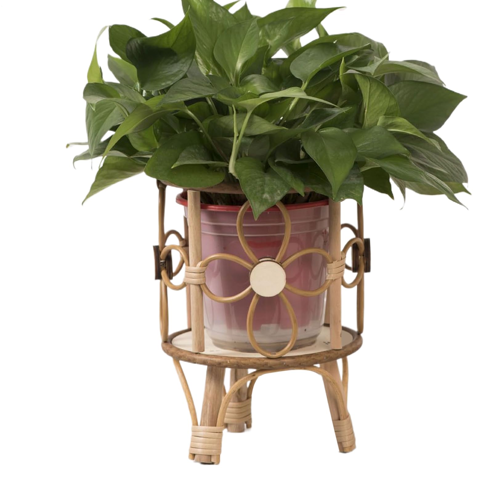 Support de pot rustique pour salon et balcon, étagère en rotin pour plante verte
