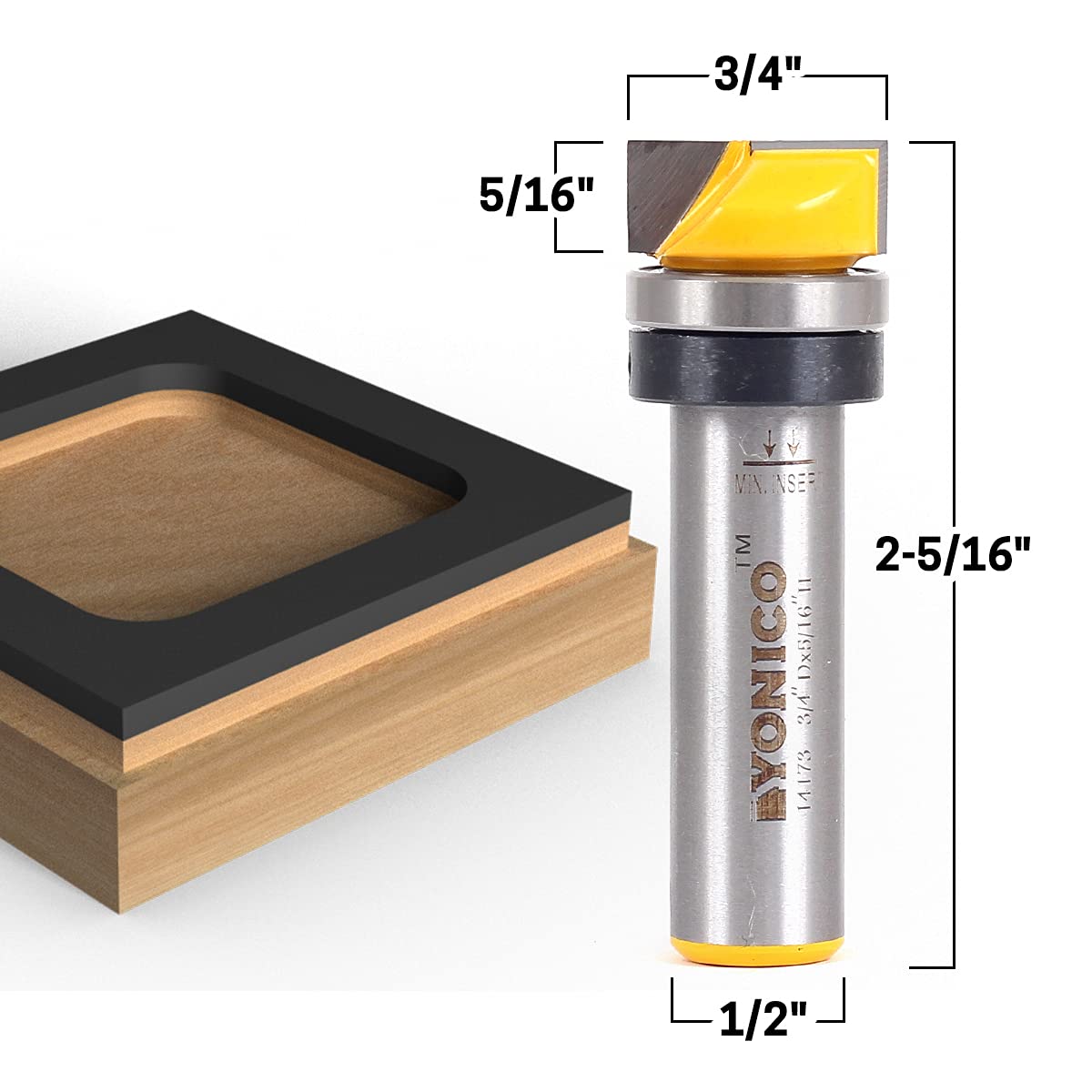 YONICO Flush Trim Router Bit 3/4-Inch Diameter 1/2-Inch Shank 14173