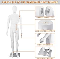 Vista 4 de Maniquí masculino de cuerpo completo con forma de vestido, modelo de soporte ajustable de 73 pulgadas con torso desmontable para tiendas minoristas
