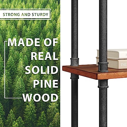 Barnyard Designs Rustic Industrial Bookshelf - Real Pine Wood With Sturdy Metal Frame - 4 Tier Bookcase For Displaying Decor - No Tools Required Assembly - 55" Tall, 29.5" Wide, 11.75" Deep #TOP3