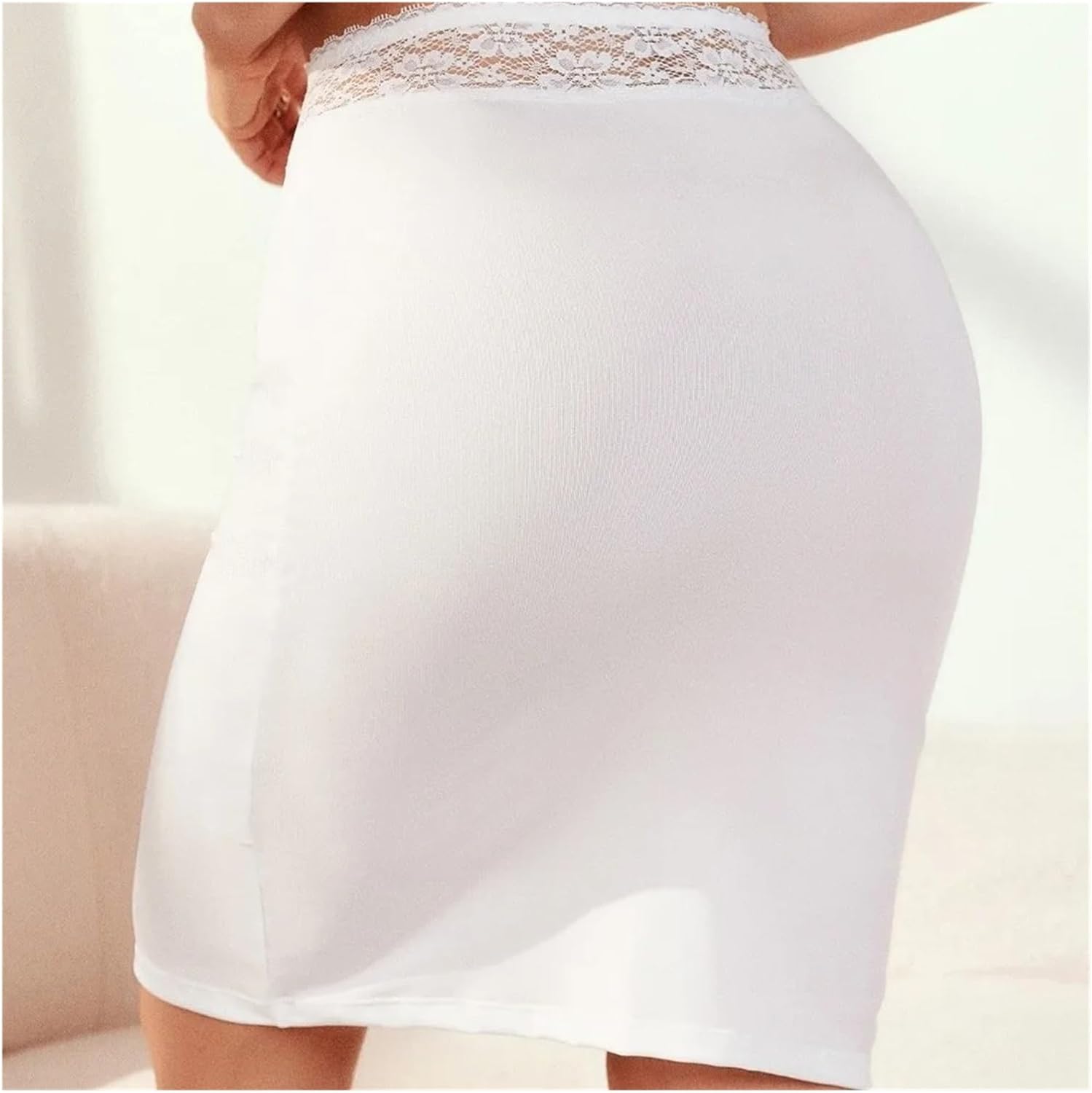 Splicing Lace Half Slips Length Underskirt A Line Tummy Control Basic Women Underwear