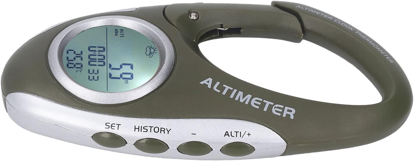 Side view of Fafeicy Digital Altimeter Barometer showing control buttons