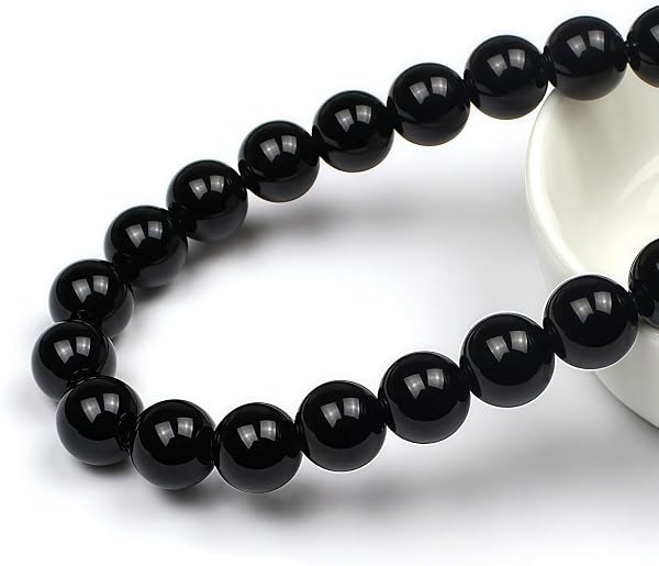 MJDCB Natural Round Stone Beads 8mm Black Onyx Loose Gemstone Beads for Jewelry Making Bracelet Necklace 43pcs - 2