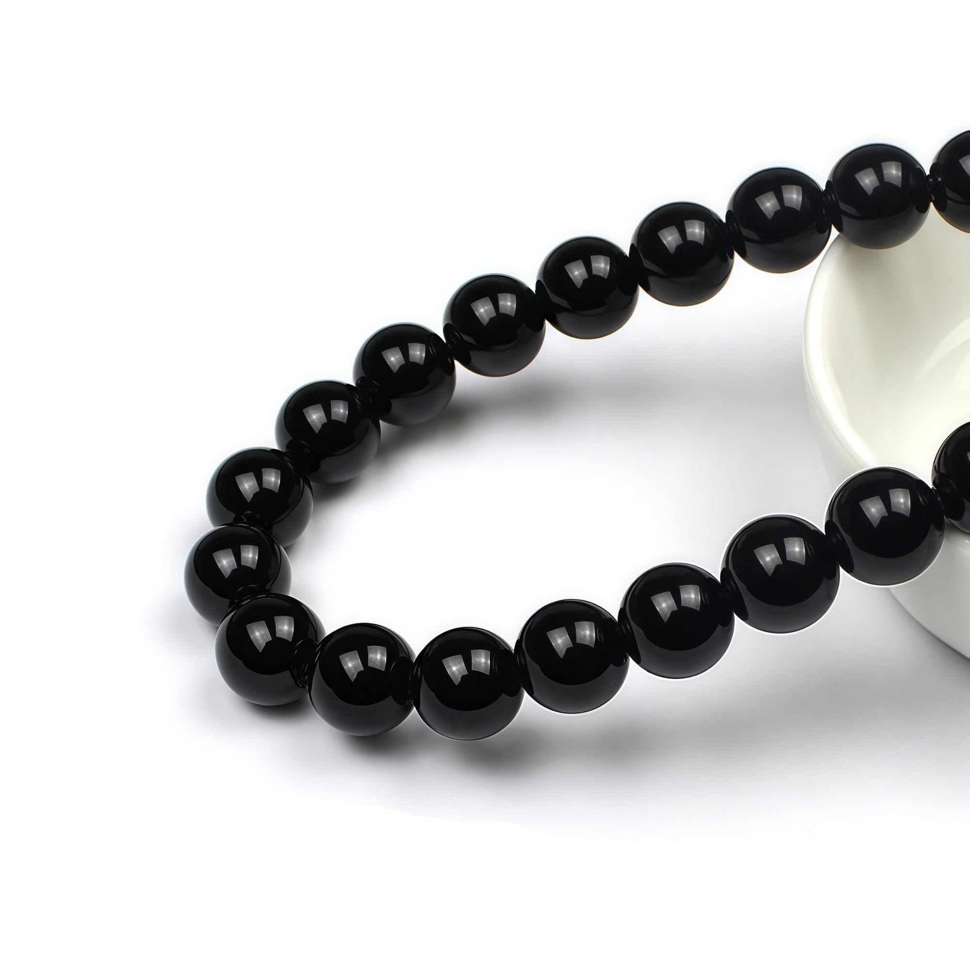 MJDCB 6mm 60 piezas Cuentas de Piedra Ónice Negro Redondas Sueltas Piedras Semipreciosas Naturales para Hacer Joyas Pulseras Collares — view 2