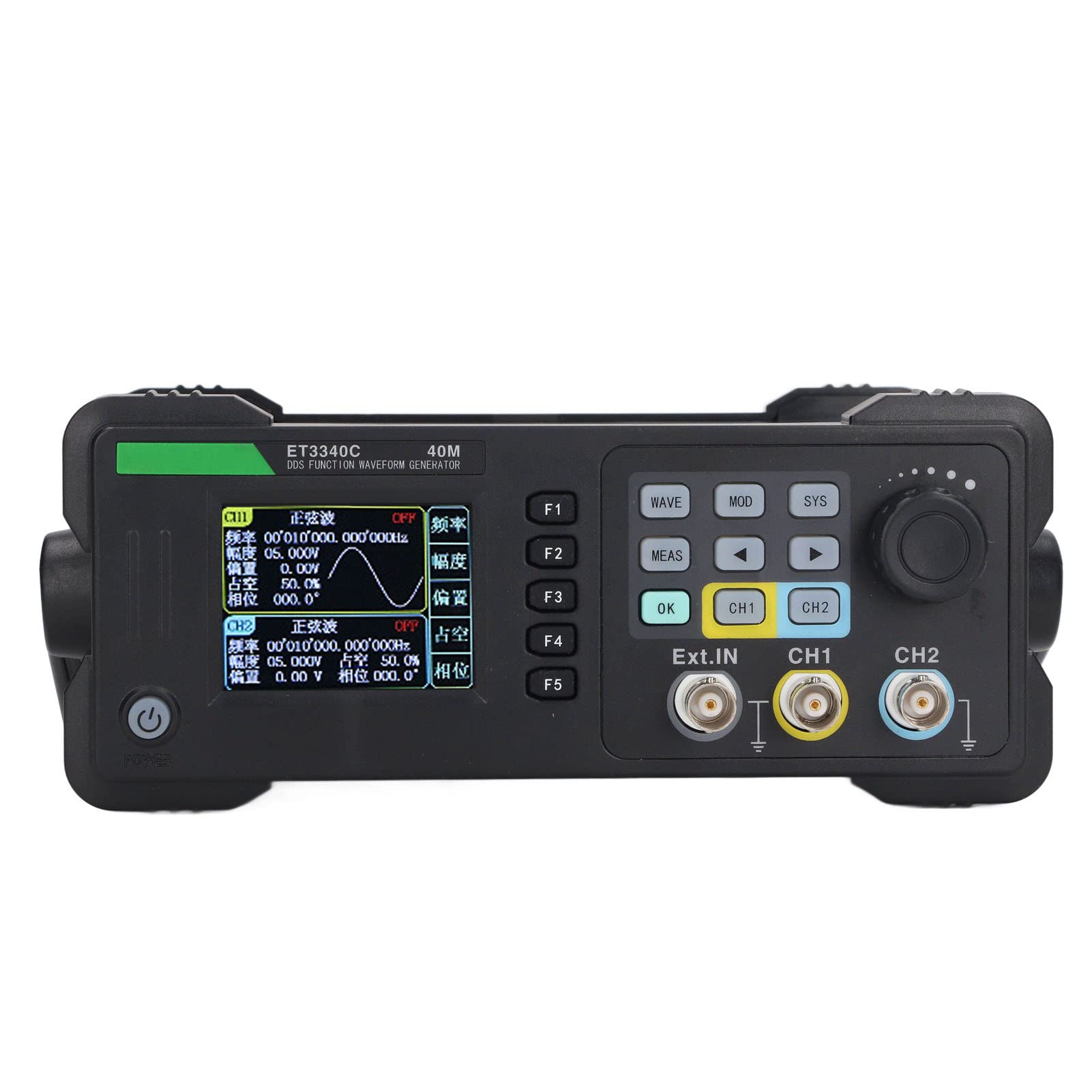 Generador de Señal Generador de Funciones de Forma de Onda DDS 2 Canales 40 MHz 200 S 13 Bits 2,4 Pulgadas TFT LCD con Medidor de Frecuencia de 100 MHz para (Enchufe europeo)