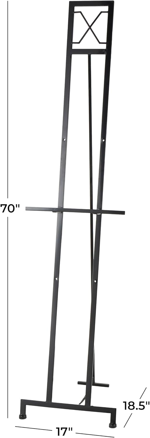 Deco 79 Metal Display Easel Tall Adjustable 3 Tier Floor Standing Easel with Chain Support, Display Stand 17" x 19" x 70", Black