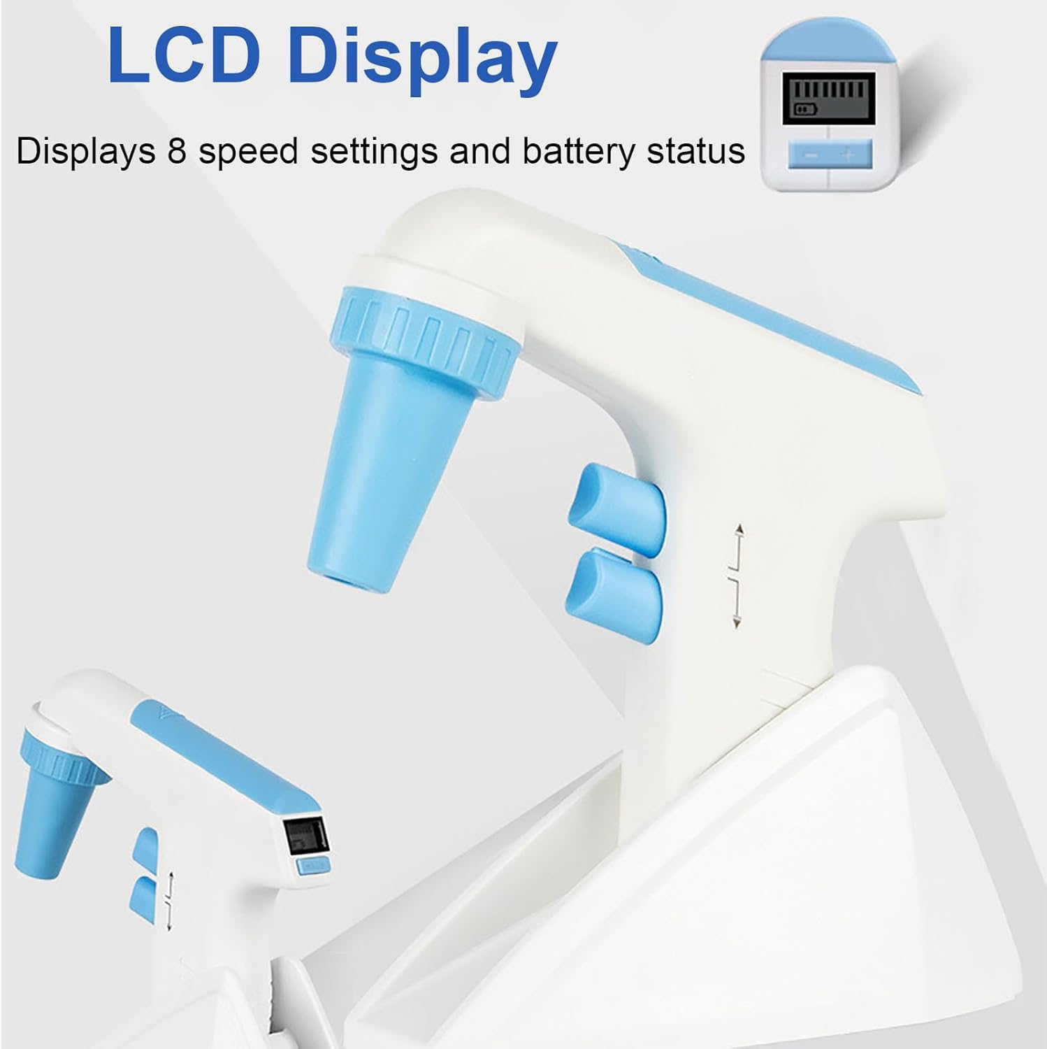 Controlador de pipeta eléctrico, pipeta digital de laboratorio con 8 velocidades ajustables, dispensación por gravedad/eléctrica, velocidad de aspiración de 25 ml en <7 segundos para laboratorios o