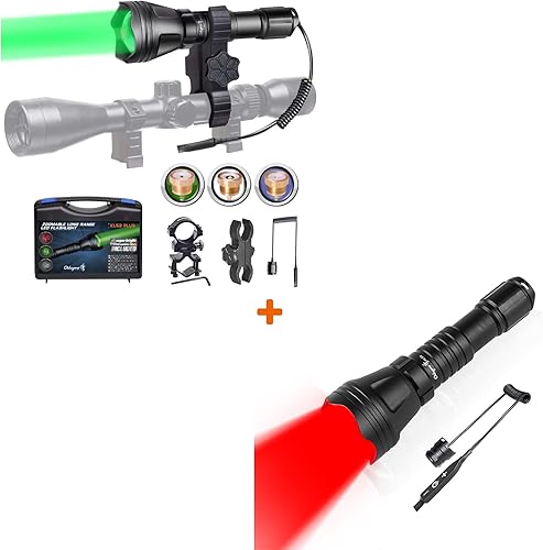 Odepro KL52Plus - Luz de caza con zoom con módulos intercambiables IR850 rojo, verde y blanco IR850 y luz coyote roja Odepro KL52 con interruptor de