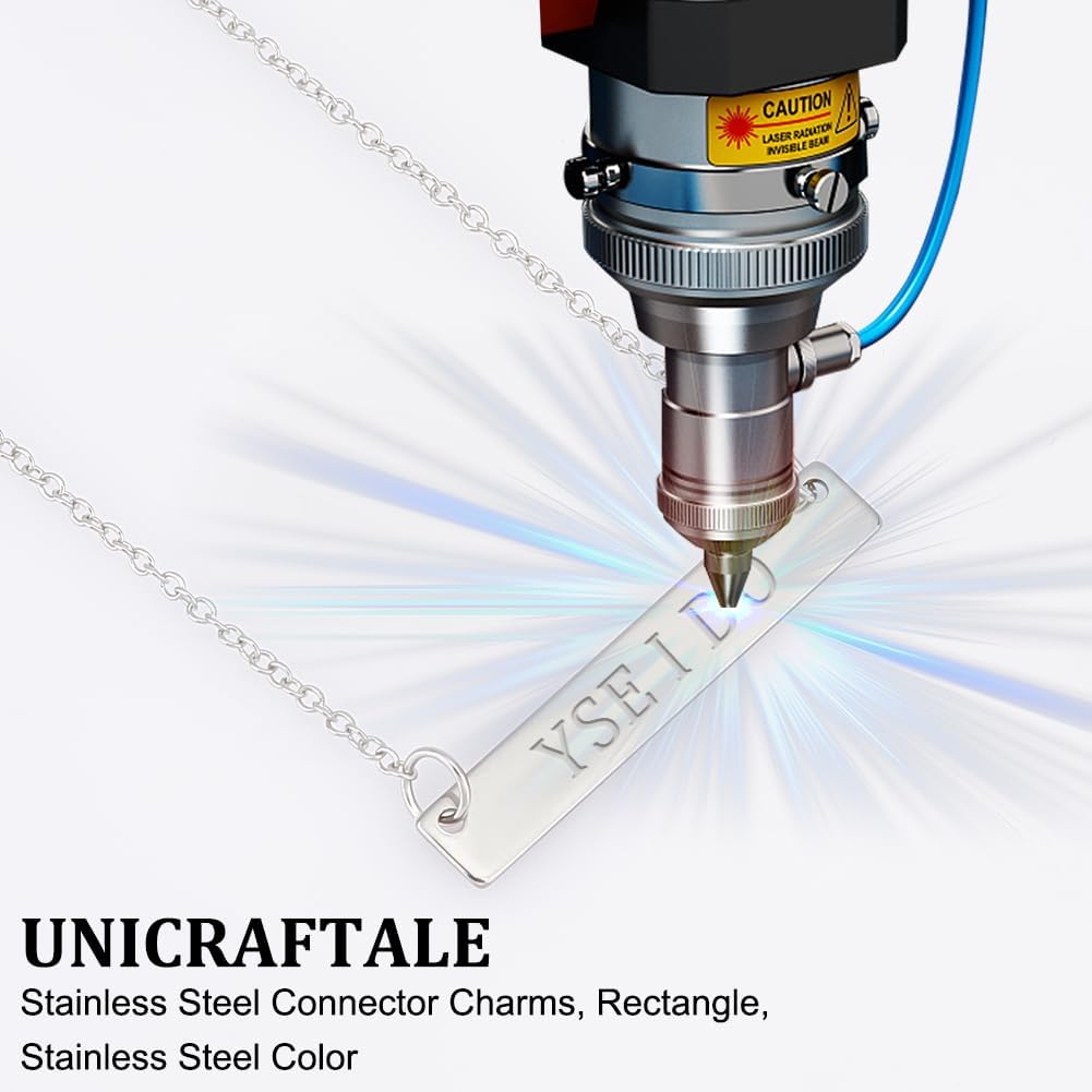 UNICRAFTALE 50Pcs 304 Stainless Steel Name Tag Links Connector Charms 35mm Long Rectangle Blank Tag Necklace Bracelet Pendant Connector Hole 1.5mm for Jewelry Making - Image 5