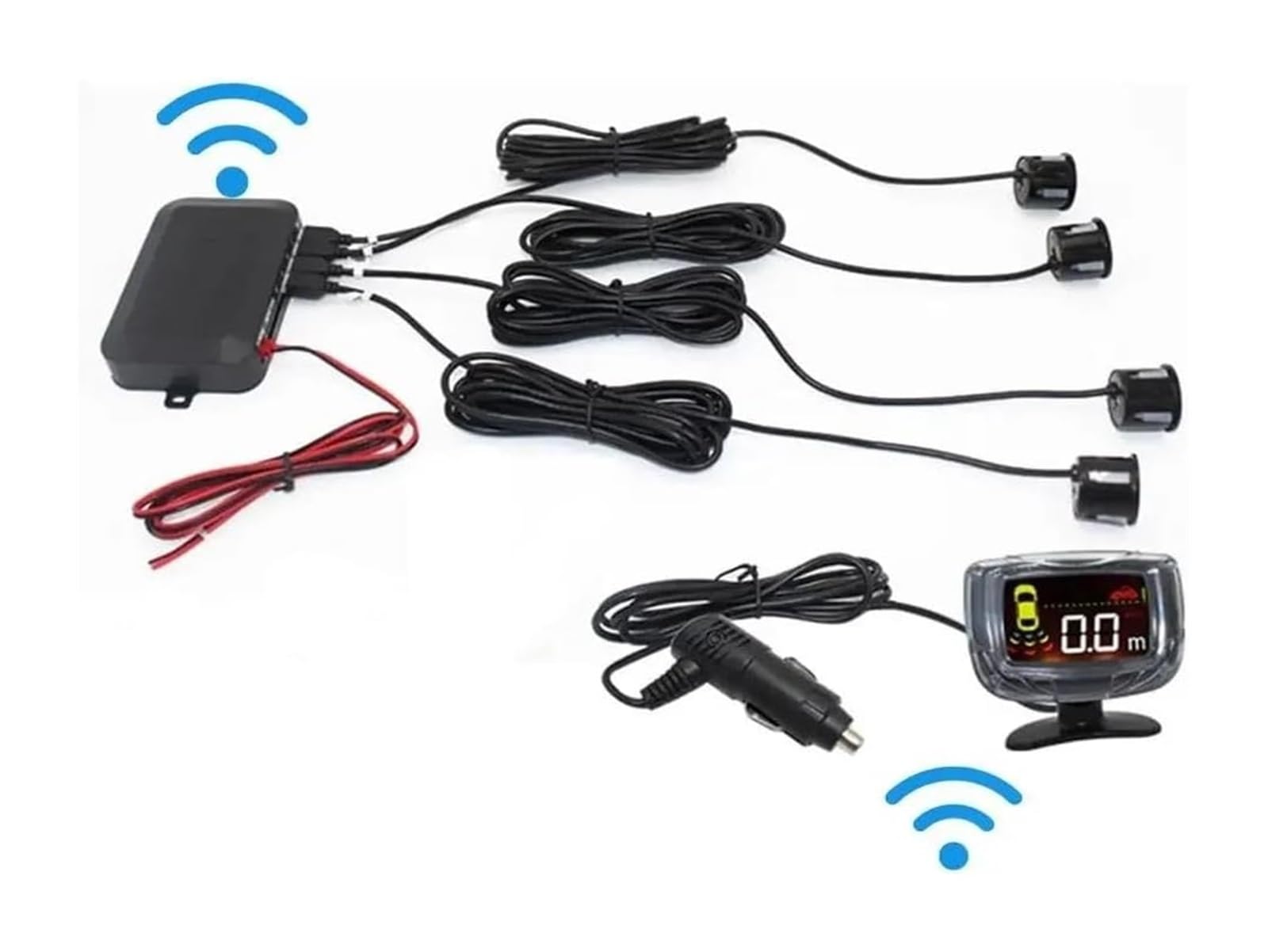 Sensore Di Assistenza Al Parcheggio Set Sensori Parcheggio Radar Retromarcia Posteriori Auto Display LCD 4 Sonde Allarme Acustico 65 DB Rilevatore Monitoraggio Parktronic Backup(Argento)
