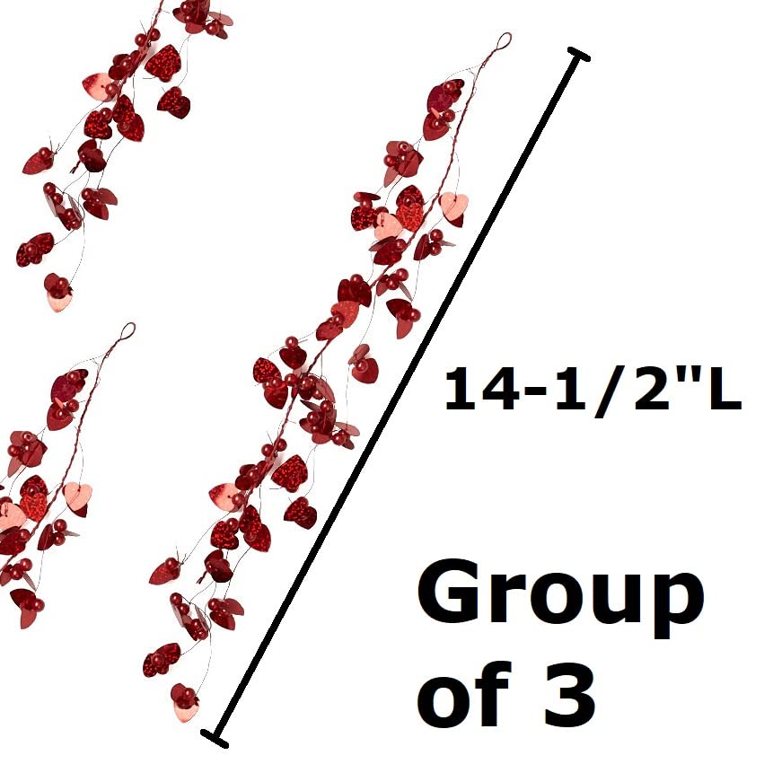 Group of 3 Cascading Red Holographic Hearts Valentine Hangers by Factory Direct Craft for Valentine's Day and Sweetest Day Decorating
