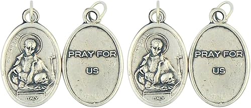 Miniatura 1 de Lote de 4 Medalla de San Mor Gabriel de San Patrono Católico de 1 pulgada en tono plateado