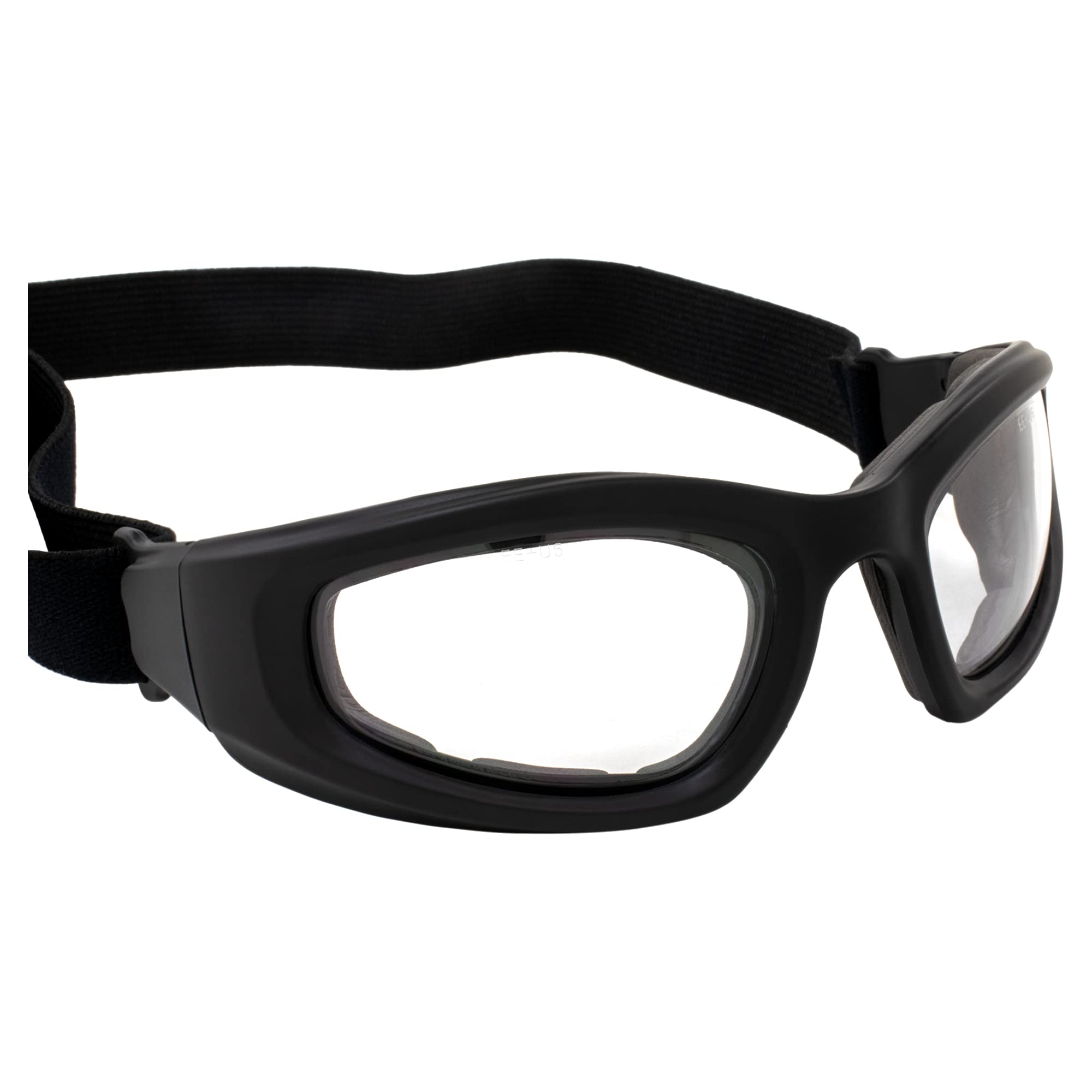 3 paia di occhiali da moto Epoch con montatura nera e lenti giallo fumo trasparente