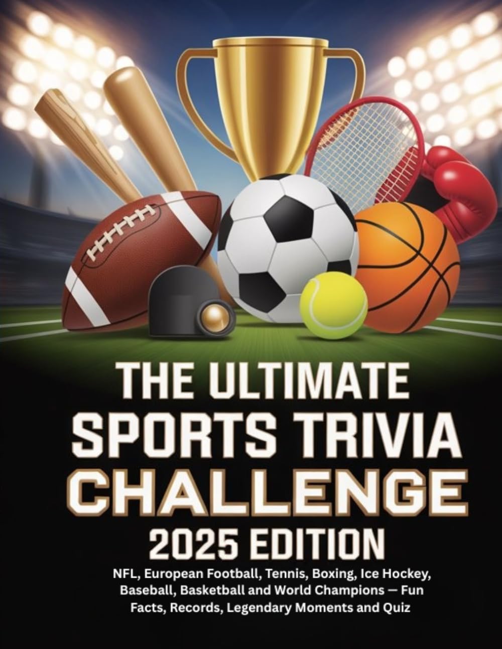 THE ULTIMATE SPORTS TRIVIA CHALLENGE: 2025 EDITION: NFL, European Football, Tennis, Boxing, Ice Hockey, Baseball, Basketball and World Champions - Fun Facts, Records, Legendary Moments and Quiz