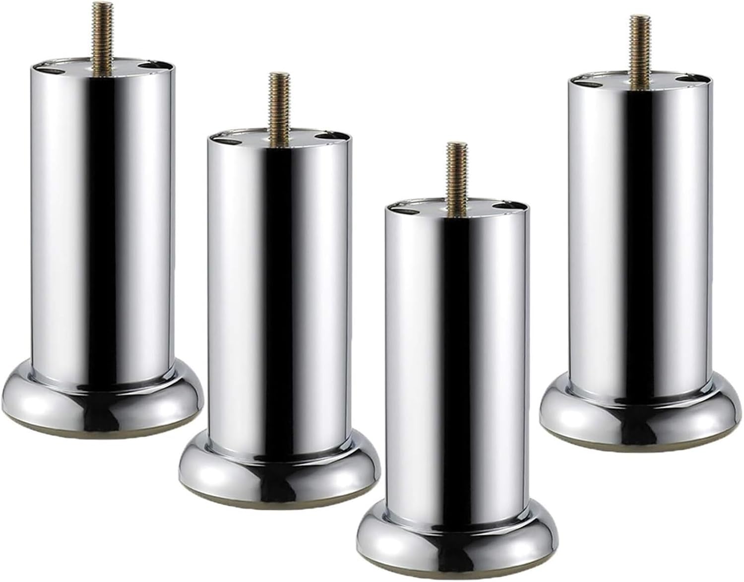 Table Leg 4pcs Furniture Feet Metal Furniture Legs Iron Table Legs Round Replacement Furniture Risers Chrome Couch Legs Sofa Desk Legs(12cm)