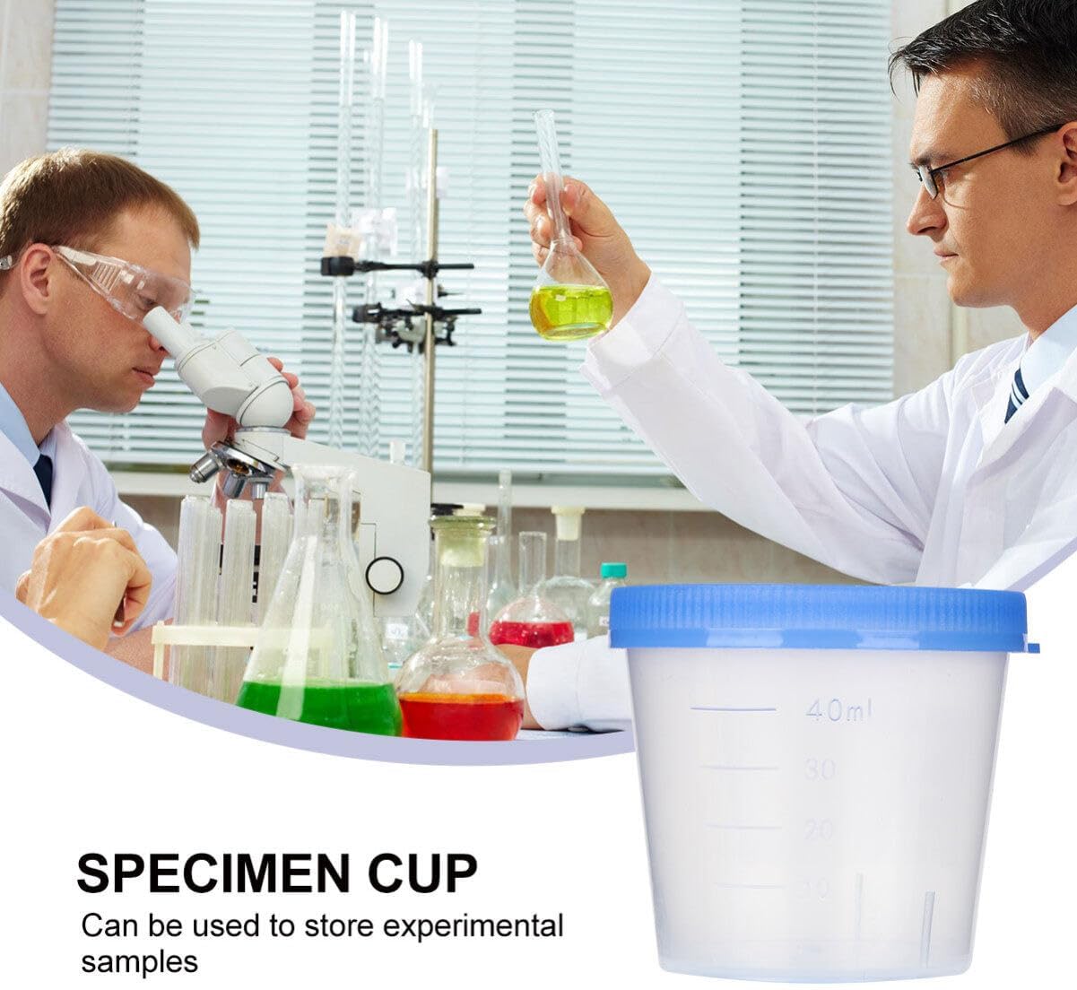 50pcs 40ml Urine Cup Plastic Sterile Urine Cups sterile specimen cups Specimen Collection Cups with Lids Urine Container Specimen Containers Urine Testing Accessories (Random Color)