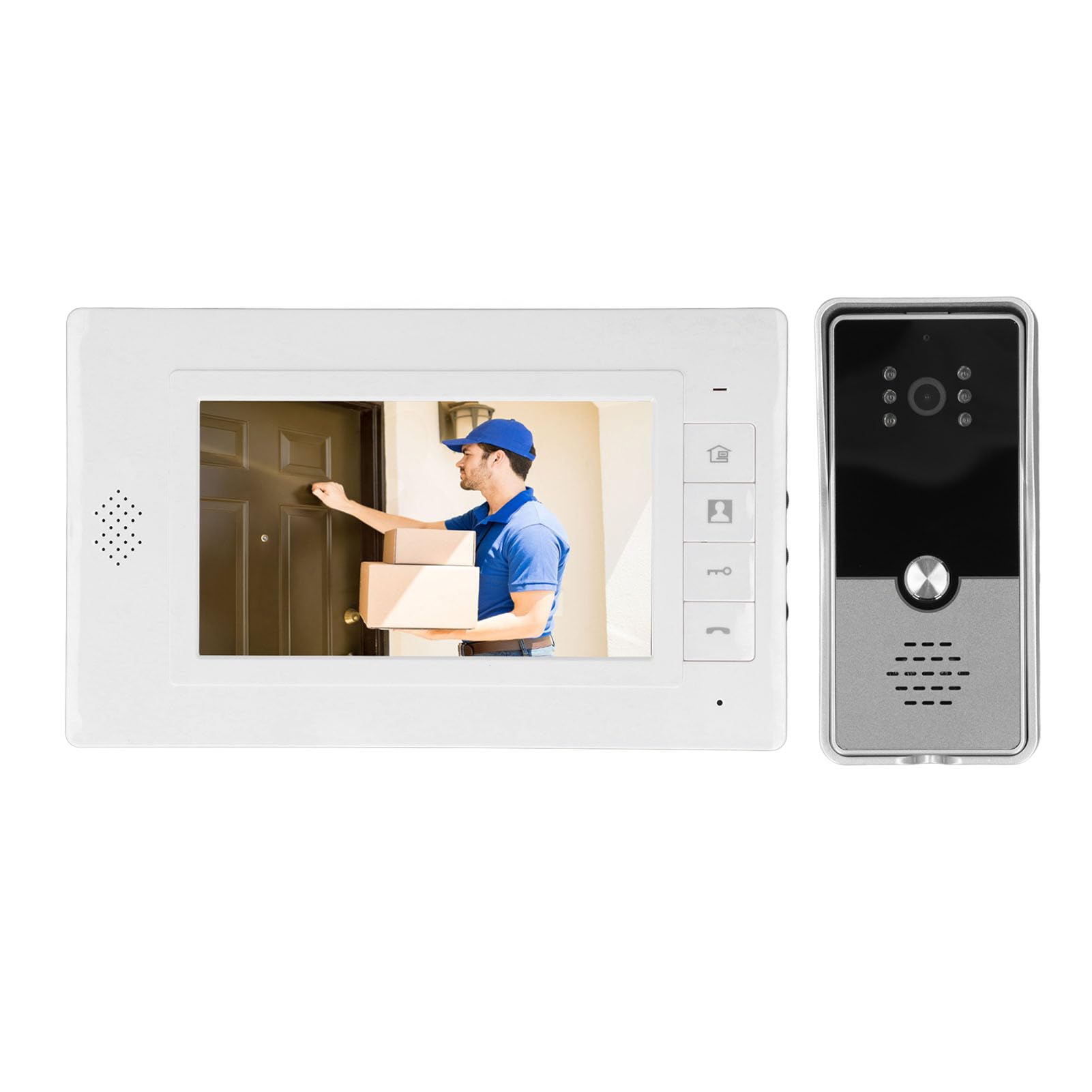 7-calowy Kolorowy Monitor LCD z kamerą HD, System Domofonowy z Noktowizorem i 16 Dzwonkami do Willi, Domów i Biur (wtyczka UE)