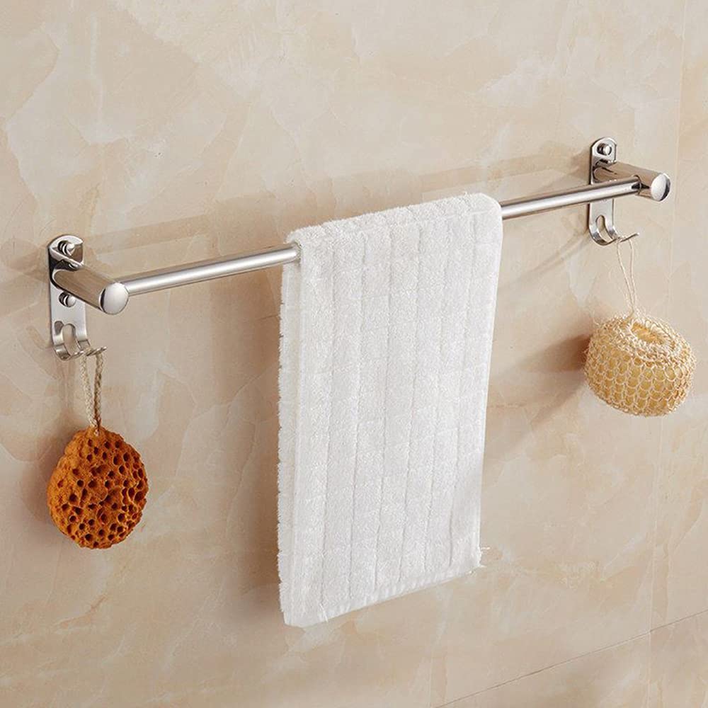 ISCBAFYX Toallero Toallero de baño de Acero Inoxidable para Montaje en Pared con Ganchos - Toallero sin taladrar para la bañera - Autoadhesivo - Rango de Medidas: 30-120 cm/60 cm