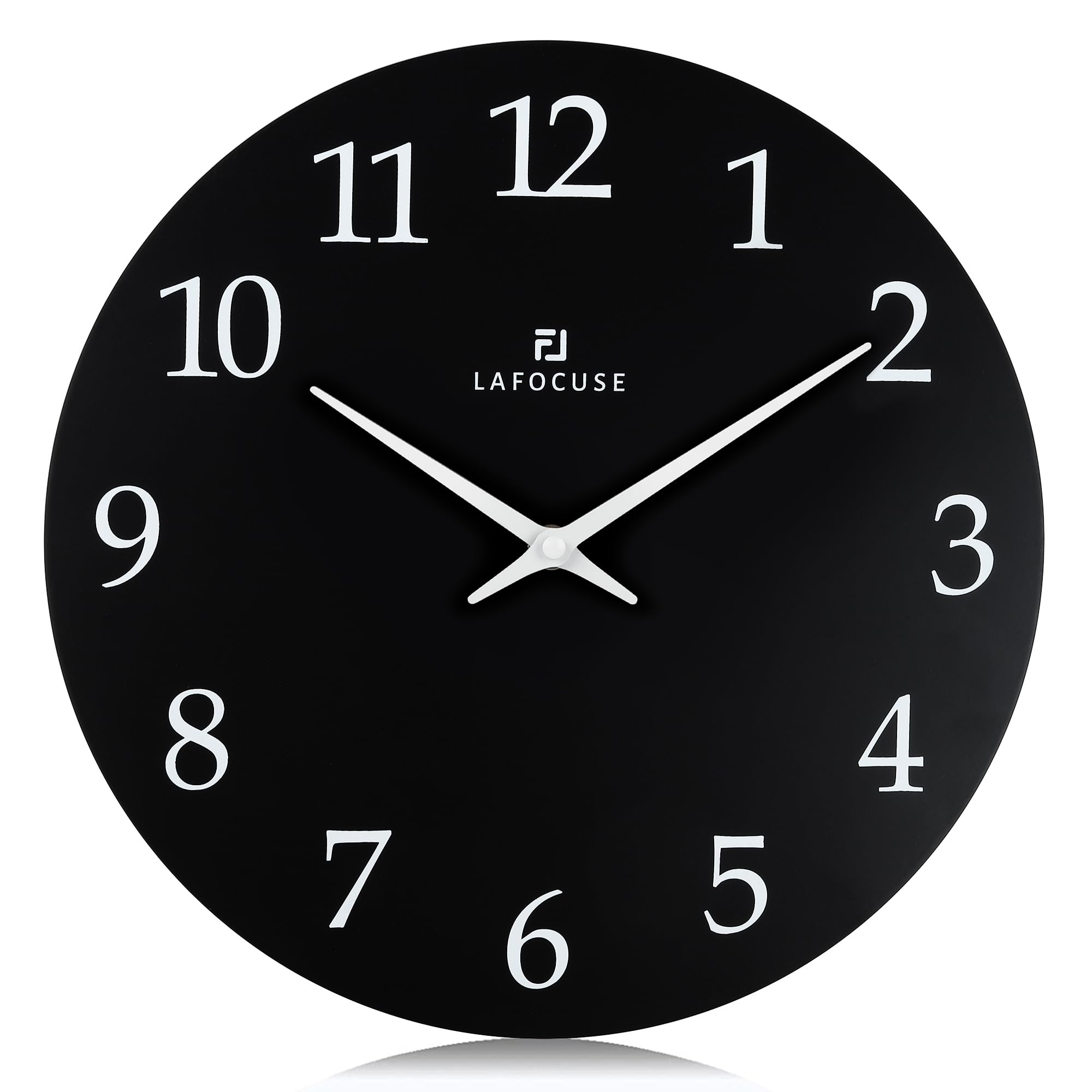Lafocuse 12 Inch Modern Silent Black Wall Clock Non Ticking