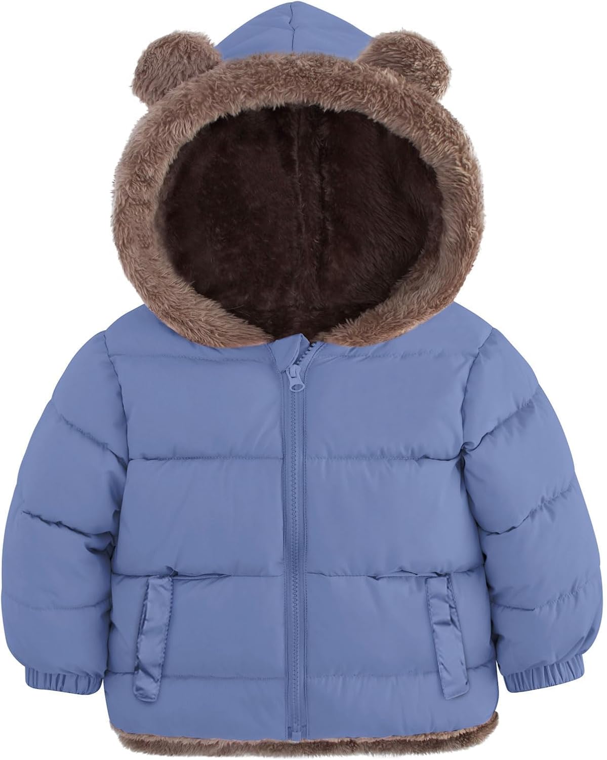 Enlifety 6M-5T Baby Toddler Winter Fleece Coat Boys Girls Cute Bear Ear Hooded Jackets with Pockets